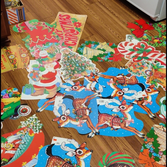 Vintage 1970s 80s Christmas cutouts window - Picture 3 of 16